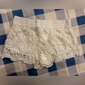 Ivory lace detail shorts women